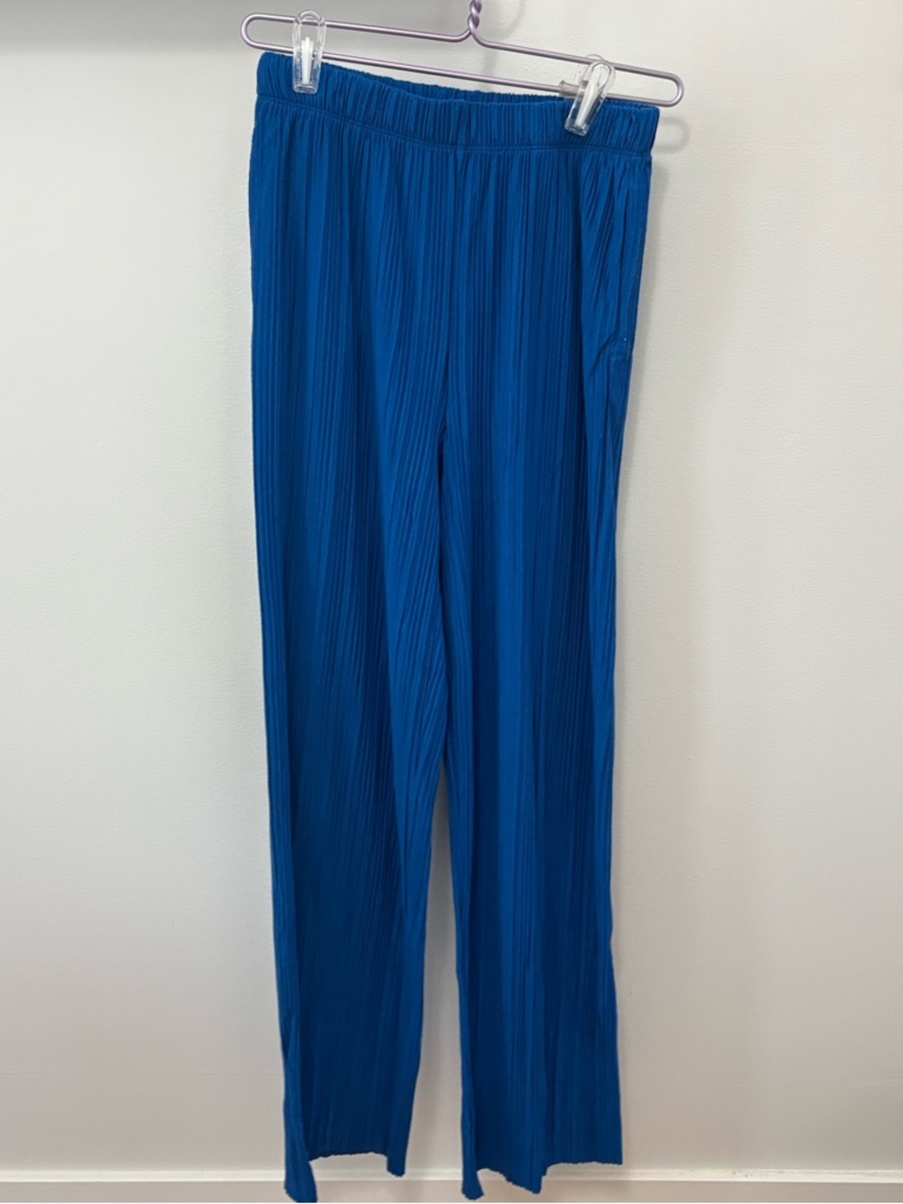 OAK + FORT Electric Blue Pleated Wide-Leg Pants